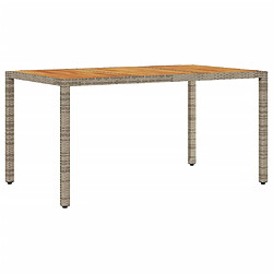 vidaXL Table de jardin et dessus en bois d'acacia gris résine tressée