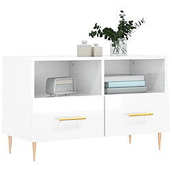 Avis Maison Chic Meuble TV scandinave - Banc TV pour salon Blanc brillant 80x36x50 cm Bois d'ingénierie -MN29937