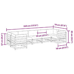 Acheter vidaXL Salon de jardin 7 pcs avec coussins bois de pin massif