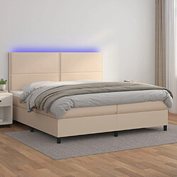 vidaXL Sommier à lattes de lit avec matelas LED Cappuccino 200x200 cm