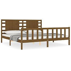 Maison Chic Lit adulte - Cadre Structure de lit avec tête de lit Contemporain marron miel 200x200cm bois massif -MN38776