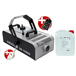 Set complet Showlite SN-1500 DMX machine à fumée 1500 W, y compris télécommande, minuteur, 5L fluide