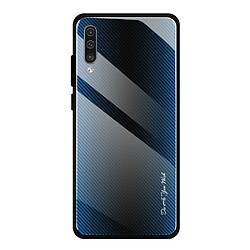 Wewoo Coque Pour Galaxy A50 Texture Etui de protection en verre dégradé bleu