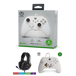 Power A Manette XBOX ONE-S-X-PC BLANCHE EDITION Officielle + Casque Gamer PRO EH50BK SPIRIT OF GAMER XBOX ONE/S/X/PC