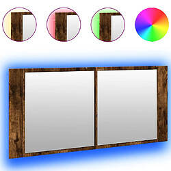 vidaXL Armoire à miroir à LED de bain chêne fumé 100x12x45 cm