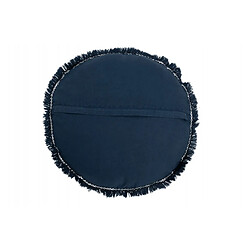 Dansmamaison Coussin Rond Velours Coton/Lin Bleu