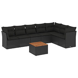 Maison Chic Ensemble Tables et chaises d'extérieur 8 pcs avec coussins,Salon de jardin noir résine tressée -GKD687239