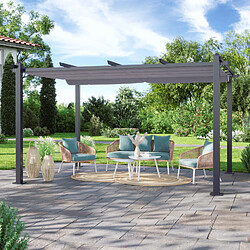 Avril Paris Tonnelle/Pergola aluminium 3x4m toile coulissante rétractable - Gris - Hero XL