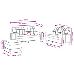 vidaXL Ensemble de canapés 3 pcs avec coussins taupe tissu pas cher