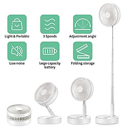 Acheter Ventilateur sur pied Escamotable Mayeec Ventilateur Rechargeable Ventilateur Portable Ultra Léger, Ventilateur de Bureau et de Table à Hauteur Réglable avec 4 Modes de Vitesse pour l'Extérieur