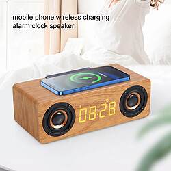 Acheter ComfortXL Enceinte bluetooth sans fil 10w avec charge sans fil, réveil en bois rétro pour téléphones mobiles et tablettes - noyer clair