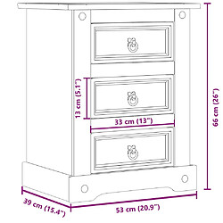 vidaXL Table de chevet Corona 53x39x66 cm bois de pin massif pas cher