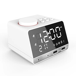 Wewoo K11 Bluetooth réveil haut-parleur Creative Digital Music Clock Display Radio avec double interface USB, support U disque / carte TF / FM / AUX, prise UE (blanc)