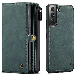 Etui en PU CASEME anti-rayures, surface mate, détachable 2 en 1 avec support vert pour votre Samsung Galaxy S22 5G