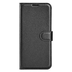 Etui en PU texture litchi, fermeture aimantée avec support noir pour votre Motorola Moto G200 5G