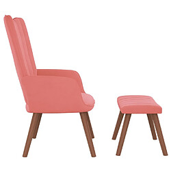 Avis vidaXL Chaise de relaxation avec repose-pied Rose Velours