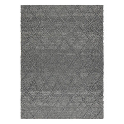 RUGSX Tapis en laine TAHAR 99001K anthracite - TISSÉ MAIN boucle, losanges, bohème 120x180 cm