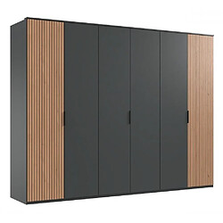 Inside 75 Armoire graphite 6 portes BLEND 2 portes aspect clayettes imit. chêne artisan