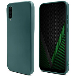 Moozy Lifestyle. Coque en silicone pour Samsung A50, vert foncé – Coque légère en silicone liquide avec finition mate et doublure en microfibre douce, coque en silicone de qualité supérieure