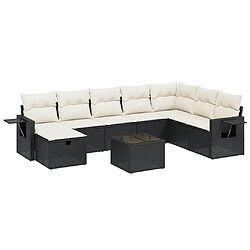 Maison Chic Ensemble Tables et chaises d'extérieur 9 pcs avec coussins,Salon de jardin noir résine tressée -GKD554837