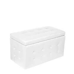 Alter Pouf-conteneur en éco-cuir, couleur blanche, Dimensions 84 x 49 x 44 cm