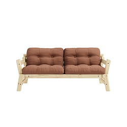 Inside 75 Banquette convertible futon STEP pin massif coloris brun argile couchage 70x200 cm.