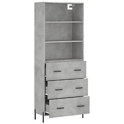 Avis vidaXL Buffet haut Gris béton 69,5x34x180 cm Bois d'ingénierie