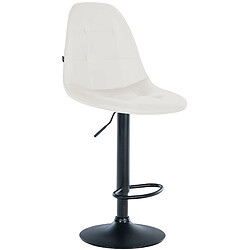 Decoshop26 Tabouret de bar x1 avec repose-pieds hauteur réglable pivotant assise en PVC blanc cadre métallique noir 10_0004819