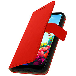 Avizar Housse LG K40s Étui Folio Porte-carte Fonction Support Vidéo Rouge