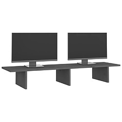 Avis vidaXL Support de moniteur Gris 100x27x15 cm Bois de pin solide