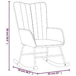 vidaXL Chaise à bascule avec repose-pied Blanc crème Velours pas cher