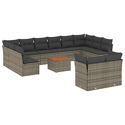 Maison Chic Salon de jardin avec coussins 13 pcs | Ensemble de Table et chaises | Mobilier d'Extérieur gris résine tressée -GKD31688