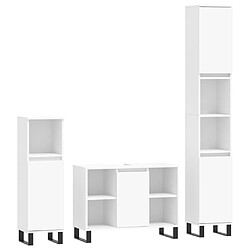 vidaXL Ensemble de meubles salle de bain 3 pcs blanc bois d'ingénierie