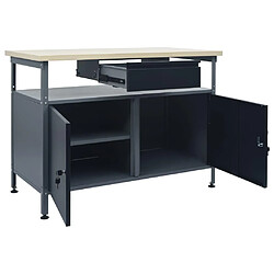 Helloshop26 Etabli travaux de réparation table de travail poste de travail garage atelier espace de stockage robuste 120x60x85 cm acier noir 02_0003677 pas cher