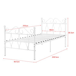 Avis Cadre de Lit Simple Apolda en Métal Matelas 90x200 cm Blanc Mat [en.casa][neu.haus]