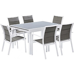 Wilsa Garden Salon de jardin moderne 6 personnes Modulo blanc.