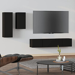 vidaXL Ensemble de meubles TV 4 pcs Noir Bois d'ingénierie