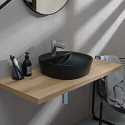 Kiamami Valentina LAVABO DE MEUBLE ROND EN CÉRAMIQUE NOIRE MATE