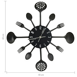 Acheter vidaXL Horloge murale et cuillère avec fourchette Noir 40 cm Aluminium