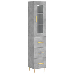 vidaXL Buffet haut Gris béton 34,5x34x180 cm Bois d'ingénierie