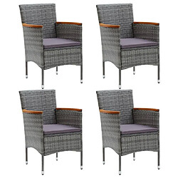 Avis Maison Chic Mobilier à dîner 5 pcs de jardin avec coussins - Ensemble table et chaises d'extérieur - Salon/Mobilier de jardin classique Résine tressée Gris -MN52226