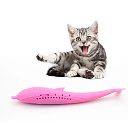 Wewoo Jouet pour de dauphin de silicone de nettoyage de dents de chat Catnip rose