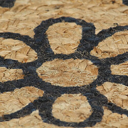 Avis Decoshop26 Tapis fait à la main Jute avec imprimé bleu foncé 90 cm DEC023496