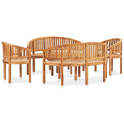 Avis Maison Chic Salon de jardin 5 pcs - Table et chaises d'extérieur - Mobilier/Meubles de jardin Moderne en forme de banane Bois de teck solide -MN97306