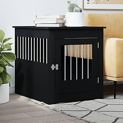 vidaXL Meuble de cage pour chiens noir 64,5x80x71 cm bois d'ingénierie