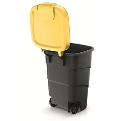 Poubelle avec roues et couvercle Keden Wheeler 95L universelle en plastique (jaune)