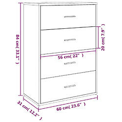 vidaXL Buffet blanc 60x31x84 cm bois d'ingénierie pas cher