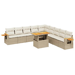 vidaXL Salon de jardin 11 pcs avec coussins beige résine tressée