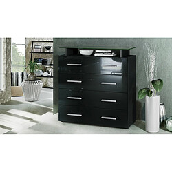 Mpc Commode Noir Mat Et Noir Laqué (lxhxp) : 76 X 81 X 35