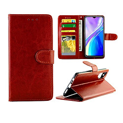 Wewoo Housse Coque Pour OPPO Realme XT / X2 Crazy Horse Texture de protection en cuir à rabat horizontal avec support et fentes cartes et portefeuille et cadre photo marron